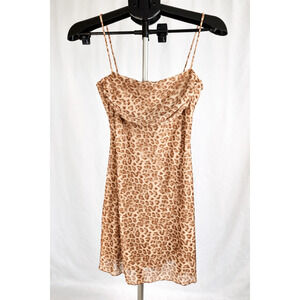 See You Monday Leopard Print Mini Slip Dress Size Medium